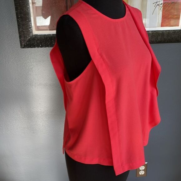 RACHEL Rachel Roy watermelon Crepe Cascade Ruffle Blouse. New. Size 6. - Picture 4 of 8
